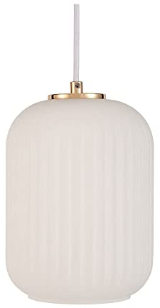 Pauleen 48187 Noble Purity Pendelleuchte max. 20 Watt Weiß, Champagnergold Glas, Metall E27