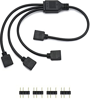 QWORK® Câble répartiteur ARGB, 5 V, 3 broches, cable rgb pc, 1 prise vers 3 fiches, 30 cm, pour refroidisseur CPU et ventilateur 5 V ARGB