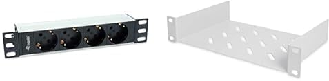 Equip 333311 Steckdosenleiste 10(1HE) 4fach Schuko.CEE 1,8m & DIGITUS Fachboden - 1HE - 10-Zoll (254 mm) - Für Netzwerk-Schrank - 150 mm Tief - Perforiertes Stahl-Blech - Grau