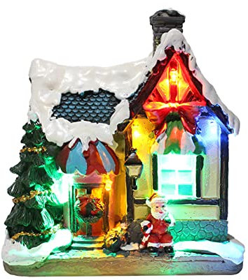 LICHENGTAI LED Weihnachtshaus Beleuchtet Weihnachtsdorf Weihnachtsstadt Weihnachtsdorf Mit Beleuchtung, 3D Miniatur Retro Weihnachtsdorf Weihnachtsdorf Häuser Set Weihnachtsszene Dekoration