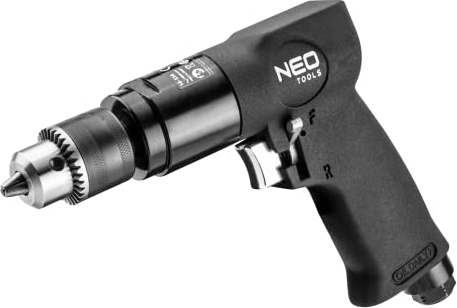 NEO TOOLS Pneumatische Bohrmaschine, 10 mm, 1 800 m⁻¹, Arbeitsdruck 6-8 bar, Entnahme 115 l/min, Rechtslauf/Linkslauf, Masse 1,4 kg