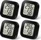 Ainiv Igrometro Termometro Digitale, 4 Pezzi Mini Igrometro Termometro con Emoji per Interni, Termometro Ambiente LCD grande da, Monitor di Temperatura e umidità per Casa, Serra, Stanza, Ufficio, Nero