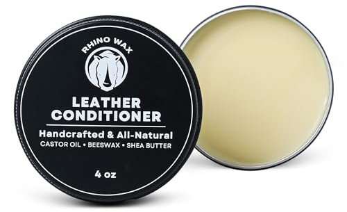 Rhino Wax Leder-Conditioner, 118 ml, vertrauenswürdiger Leder-Conditioner für Möbel, Schuhe, Geldbörsen, Stiefel, Accessoires und mehr – spendet Feuchtigkeit, verjüngt und schützt – natürliche