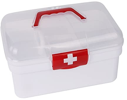 Medizinbox, Hausapotheke Box 2 Fächern, Tragbare Aufbewahrungsbox für Medizinkisten, Erste Hilfe Box zur Medikamentenaufbewahrung