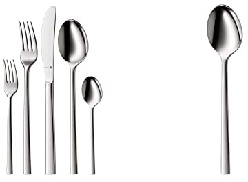 WMF Sonic Edelstahl Besteck Set 6 Personen, 30 teilig & Sonic Kaffeelöffel, Teelöffel 13,4 cm, Cromargan protect Edelstahl poliert, kratzbeständig, spülmaschinenfest