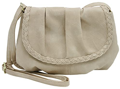 JENNIFER JONES - Kleine elegante Damen Umhängetasche - Crossbody Bag - Abendtasche - 23 x 14 cm - Farbe Beige (Sand)