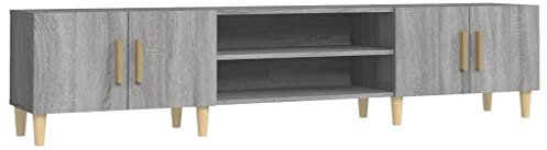 vidaXL Meuble TV, Armoire de Télévision avec 4 Compartiments et 4 Portes, Meuble Télé Salon Salle de Séjour, Moderne, Sonoma Gris Bois d'Ingénierie