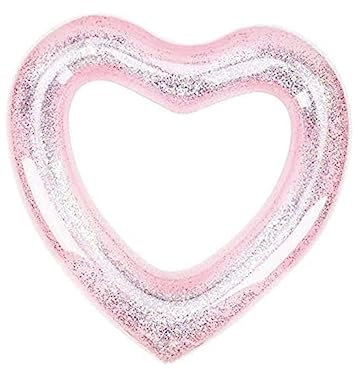BCOATH Anneau De Natation d'amour Bouée Gonflable Flotteur De Piscine Coeur Scintillant Flotteur Gonflable De Piscine De Coeur en Forme De Coeur Or Rose PVC