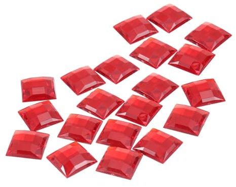 QUARKZMAN Pietra Preziosa Artificiale Quadrata Strass Acrilici Retro Piatto per Artigianato Pittura Viso Bigiotteria Creazione Gioielli, Rosso