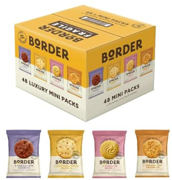 Border Luxury Mini Pack 48 Biscuits 4 Variety - Perfect for - Treat - Office - Guests (1 Box (48 Packs))