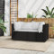 UTSRABFA Sofa Ecksofa Modulares Sofa Chaiselongue Sofa Garten-Ecksofa mit Kissen Schwarz Poly Rattan Geeignet für Café, Wohnzimmer, Gästezimmer, Büro