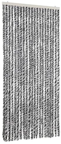 vidaXL Chenille Fly Curtain - Insect Barrier for Doors 90x220 cm in Grey/Black/White, Lightweight, Insulating Privacy Door Screen