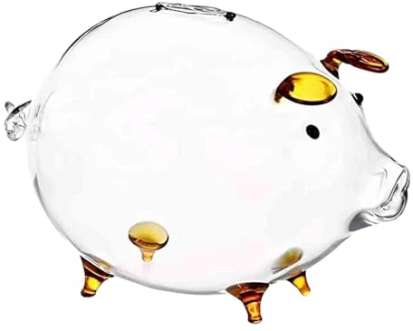 Generic Sparschwein Aus Klarem Glas, 17,8 X 11,9 cm, Valentinstag Ornament, Bezaubernder Transparenter Spartopf für Kinder, Stilvoll, Bernstein