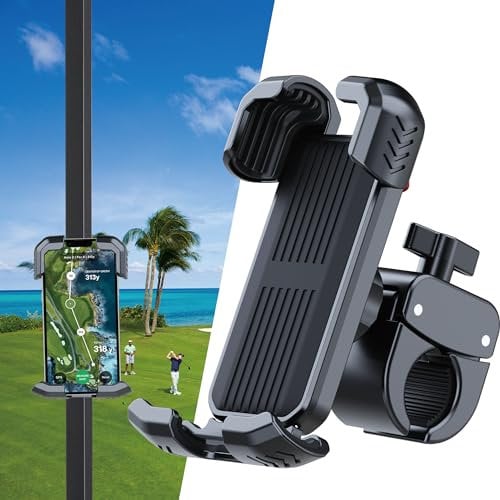 EHY Golf Cart Phone Mount Holder for iPhone, iPad, Galaxy, Google Pixel and All Cell Phone's Models, Universal Phone Holder for Golf Carts, ATV, UTV, Bike
