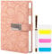 Diary with Lock for Women, 3D Embossed Journal with Lock, 224 Pages Wide lined Notebooks, PU Leather with Pen and Stickers Planner Organizer for Women & Men