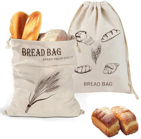 2Pcs Bread Storage, Bread,Sourdough Bread, Gluten Free Bread, Reusable Bread Storage Bags, Bread Bag For Eco Friendly Food Storage And Homemade Artisan Bread With Drawstring