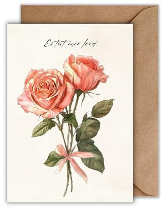 WBdesignz Entschuldigung Karte mit Umschlag - Wiedergutmachung Reuekarte mit Rosa Rosen mit Schlaufe Sorry-Karte Versöhnung (DIN A6)