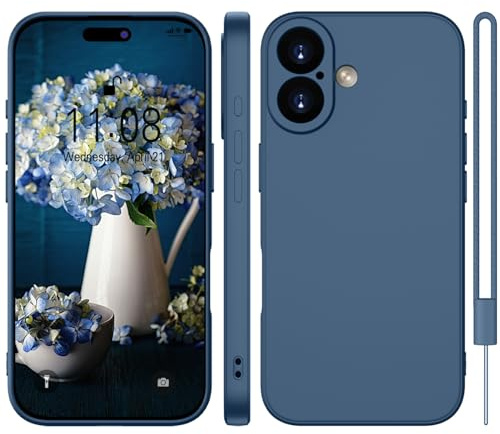 WXX für iPhone 16 Hülle Silikon Case 6.1'' Dunkel Blau | Handyhülle für iPhone 16 Dünn Slim mit Microfiber,Kratzfeste Rundumschutz Case Hülle