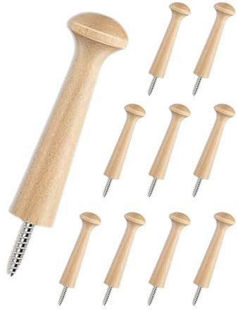 BRTNUP 10 ganchos de madera para colgar ropa, sombrero, bolsa