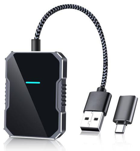 Vtopek Adattatore wireless CarPlay converte cablato in wireless per iPhone iOS 10+ Plug & Play Adattatore Apple con porta USB-A e USB-C/Type-C adatto per iPhone 11/12/13/14/15/16 Connessione