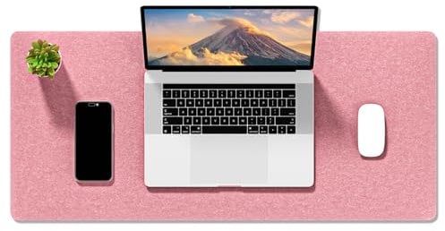 Auhoahsil Felt Desk Mat, Minimalist Large Mouse Pad XL 31.5 x 11.8 in, Desk Matt for Desktop, Keyboard, Laptop, Computer, Office, Work from Home, Gaming, Pink