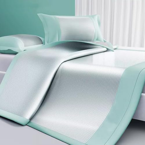 Sommer Schlafmatte, Kühlmatte aus Eisseide, Atmungsaktive, Glatte, Faltbare Kühlmatratzenauflage, Unverzichtbar für Ihr Schlafzimmer(Green,100cm x 200cm)