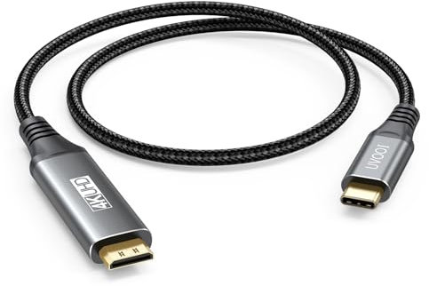 UVOOI Short USB C to Mini HDMI Cable 2FT(NOT HDMI), 4K@60Hz High Speed Type-C to Mini HDMI 2.0 Cord for Portable Monitor Compatible with MacBook, Laptop, Steam Deck, ROG Ally, iPhone 16/15, Galaxy S25