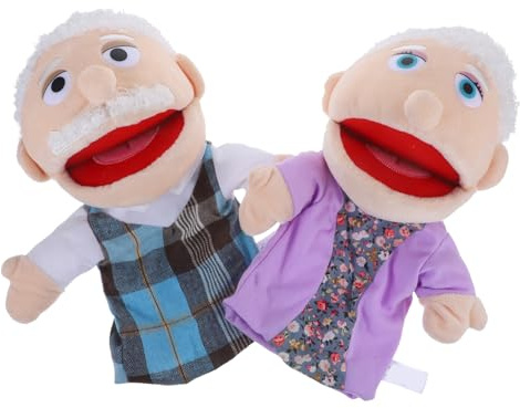 UPKOCH 2stücke Teiliges Realistische Handpuppen Opa Und Oma Mit Lebensnahem Design Für Kreative DIY-Spiele Und Interaktive Geschichtenzeit-handspielzeug Für Junge Mädchen Und Familien