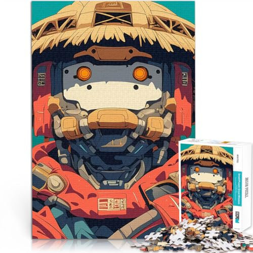 Puzzle 1000 pièces pour Adultes Robot avec Chapeau de Paille Jeu Familial Anti-Stress Défi Difficile Jeu de défi Unique 75x50cm
