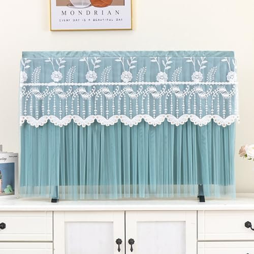 Treer Funda de Polvo para TV 32 a 75 Pulgadas, Funda para Televisor Tela de Encaje Cubierta Antipolvo TV Universal Lavable para Protector Cubierta Pantalla (75 pulgadas,T12-azul)