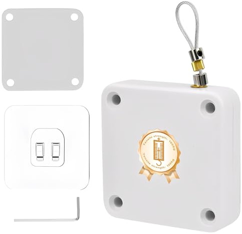 KINHARD Chiudiporta Automatico Bianco, 1,2 m, non Necessita di Foratura, Resistenza 1000 Carati Chiudi Porta Automatico, con Serratura Regolabile e Manicotto Metallico Antiusura, per Porte Interne