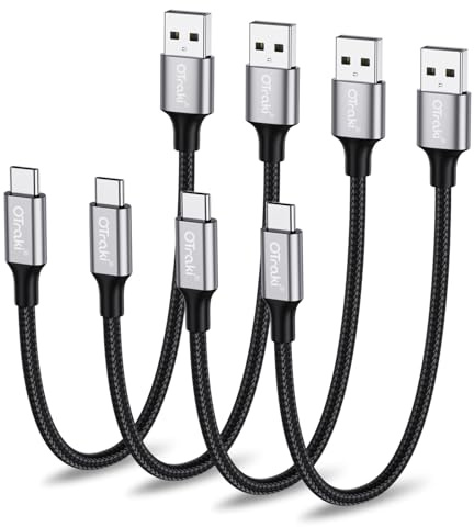 OTraki Cavo USB Type-C 2.0, 4 Pezzi Filo USB C 20cm, Cavo Ricarica Rapida Type c in Nylon per Auto Compatibili con iPhone 17 16 Pro Max, con Samsung S25 24 Ultra, con Xiaomi iPad ECC.