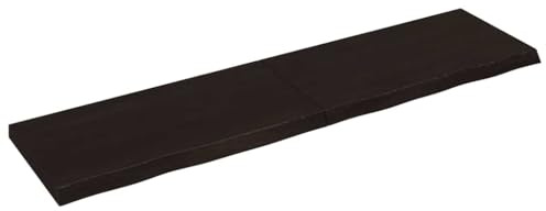 Mandloder Tischplatte Dunkelbraun 200x50x(2-6) cm Massivholz Eiche, Naturkante, behandelt, klappbar, robust, vielseitig für Zuhause & Restaurant