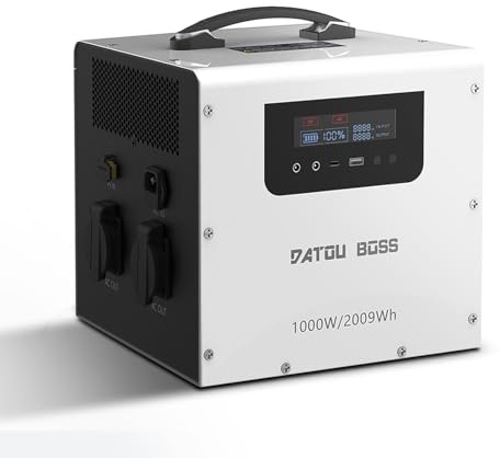 DATOUBOSS Estación de Energía Portátil 1000W 2009Wh LiFePO4, carga rápida, múltiples salidas AC/DC/USB-C, carga solar, SAI para hogar, caravana, camping, oficina, viajes por carretera y cortes de luz