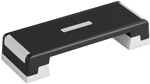 SPORTNOW Steppbrett Höhenverstellbar 3 Stufen (15/20/25 cm) Schwarz+Grau | Fitness Aerobic Stepper, Anti-Rutsch-Matte, Rutschfest Step Bench, für Zuhause, Fitnessstudio, Büro