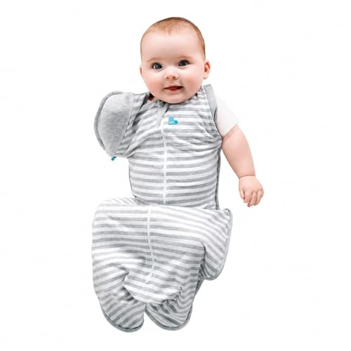 Love To Dream™ Swaddle UP™ Transition Bag, Medium 6–8.5 kg – Grey | Snug Fit with Zip-Off Wings | 1.0 TOG Ideal for Spring & Summer (20–24°C) | Machine Washable Cotton & Double Zip