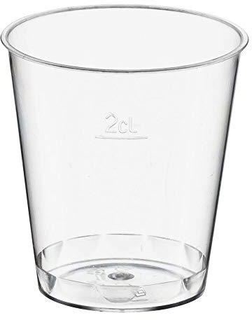 2000 Stk. Einweg-Schnapsglas 2cl, PS, mit Eichstrich, transparent glasklar