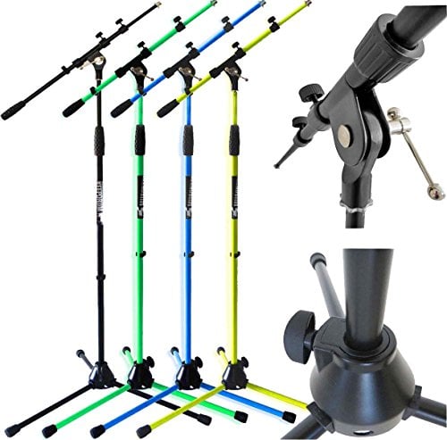 keepdrum MS107BK Mikrofonständer mit Galgen und Guss-Sockel in 4 Farben (Black)