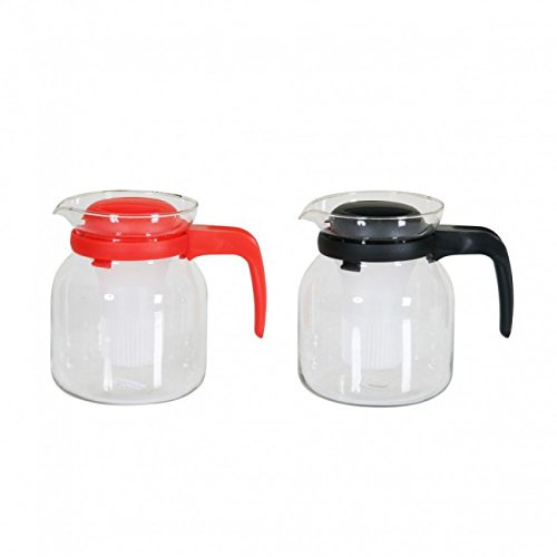 Teekanne mit Sieb 1,2 l Glas + PP rot & schwarz sortiert