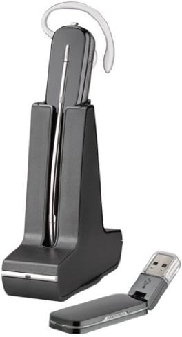 Plantronics Savi W440 Kopfhörer mit Mikrofon (Call-Center/Büro, Monophon, Ohrhaken, Schwarz, DECT, kabellos)