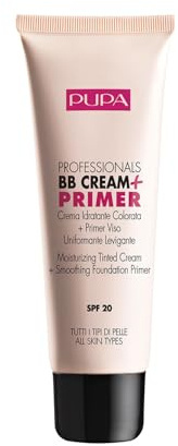 Pupa BB Cream + Primer Professionals (Farbe Nude) - Feuchtigkeitsspendende Getönte Creme für das Gesicht + Glättender Make-up, Verleiht dem Frisches Aussehen, Für alle Hauttypen