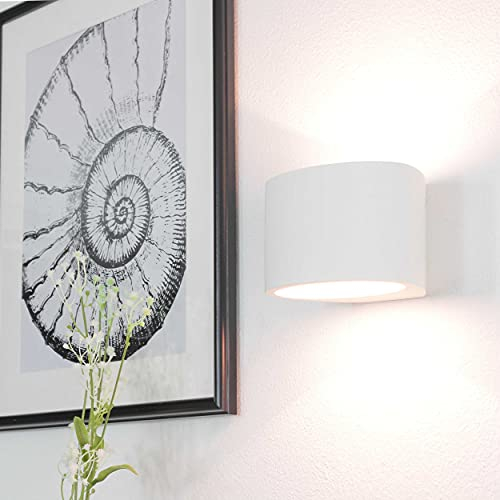 Wandleuchte in Weiß Bauhaus Design 1xG9 bis zu 33 Watt 230V aus Gips Keramik Schlafzimmer Küche Wohnzimmer Esszimmer Lampe Leuchten Beleuchtung