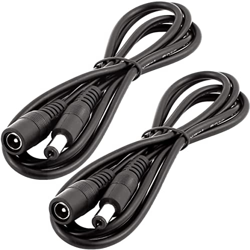 LitaElek 2pcs 2.5m DC 12V Câble d'extension Prise DC 5,5mm x 2,1mm DC 0-36V Cordon d'alimentation Rallonge électrique Mâle à Femelle pour Moniteur de Voiture, Caméra CCTV, Bande LED, Noir