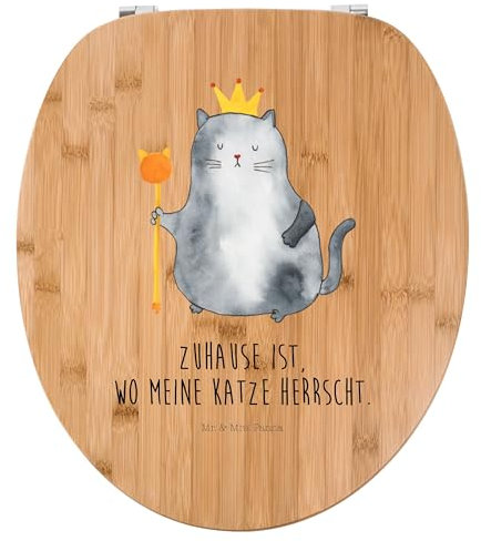 Mr. & Mrs. Panda Motiv WC Sitz Katze König - Geschenk, Kater, WC-Sitz, Miau, Katzenliebhaber, Katzenfreund, Klobrille, Umzug, Katzensouvenirs,