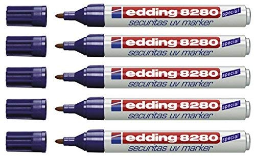 edding 8280 Securitas UV Marker, Strichbreite ca. 1,5-3 mm, permanent (5 Stück)