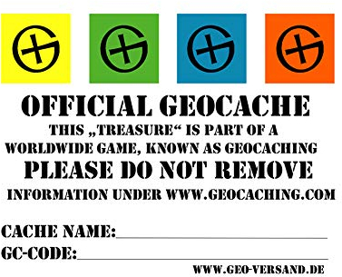 geo-versand 10 x DIN A8 Geocaching Sticker - English Stashnote Aufkleber Englisch Geocache