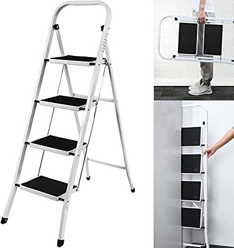 Escabeau 4 marches en Extra Large et Confortable Pliable, capacité de Charge 150 kg