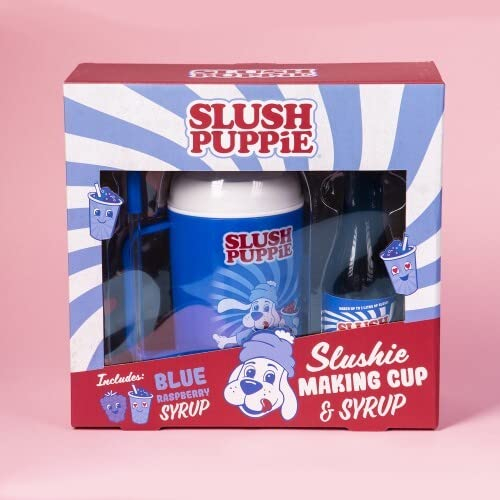 Slush Puppie Slushie Making Cup mit blauem Himbeersirup Offizieller Slush Puppy, Blau/Rot/Weiß, 1769