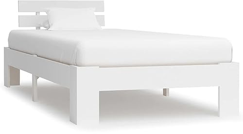 vidaXL Kiefernholz Massiv Bettgestell Holzbett Futonbett Einzelbett Massivholz Bett Bettrahmen Lattenrost Schlafzimmerbett 100x200cm Weiß