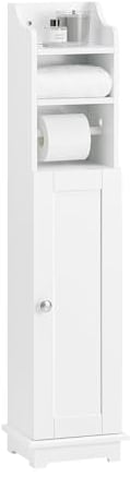 SoBuy FRG177-W Toilettenrollenhalter Toilettenpapieraufbewahrung Badregal Toilettenschrank weiß BHT ca. 23x100x20cm